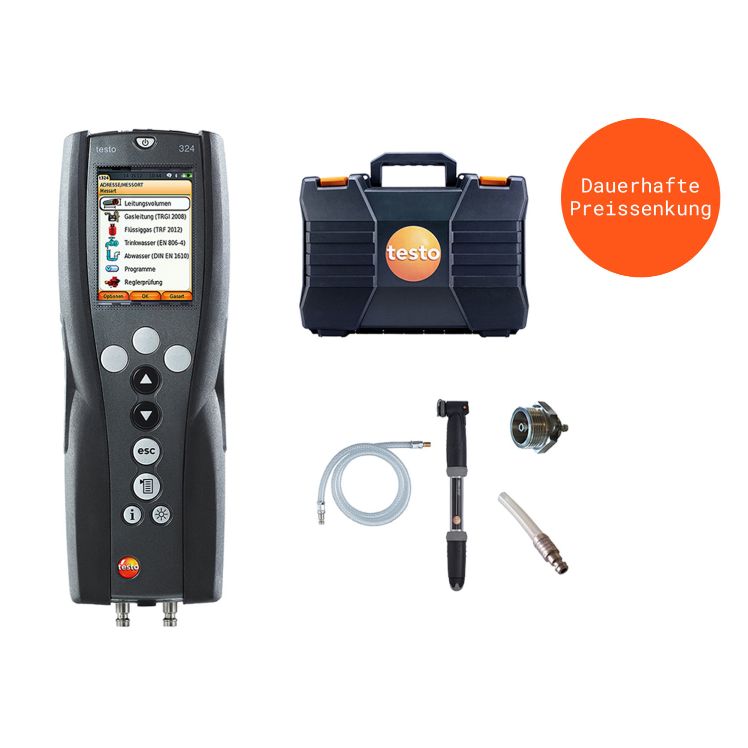 Druck- und Leckmengenmessgerät Basis-Set testo 324 – Druck– und Leckmengenmessgerät