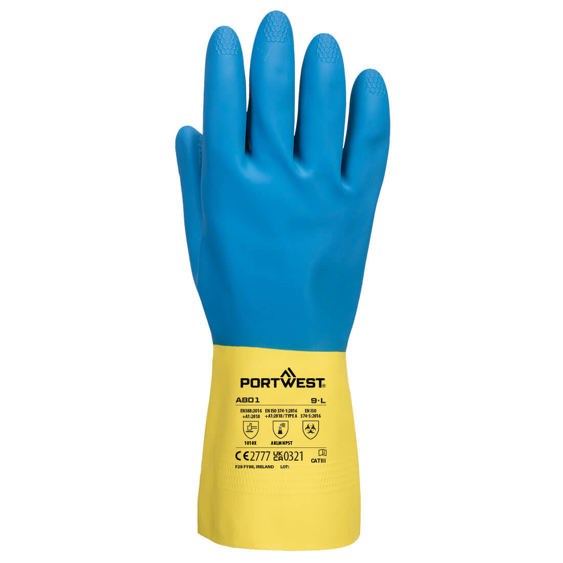 Doppelt getauchter Latex Stulpenhandschuh – Chemikalienschutz EN ISO 374-1 Typ A | Portwest A801