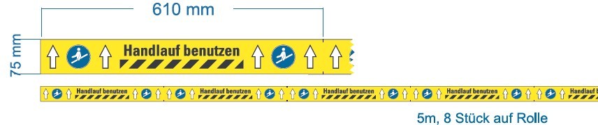 "Handlauf benutzen" Bodenschilder