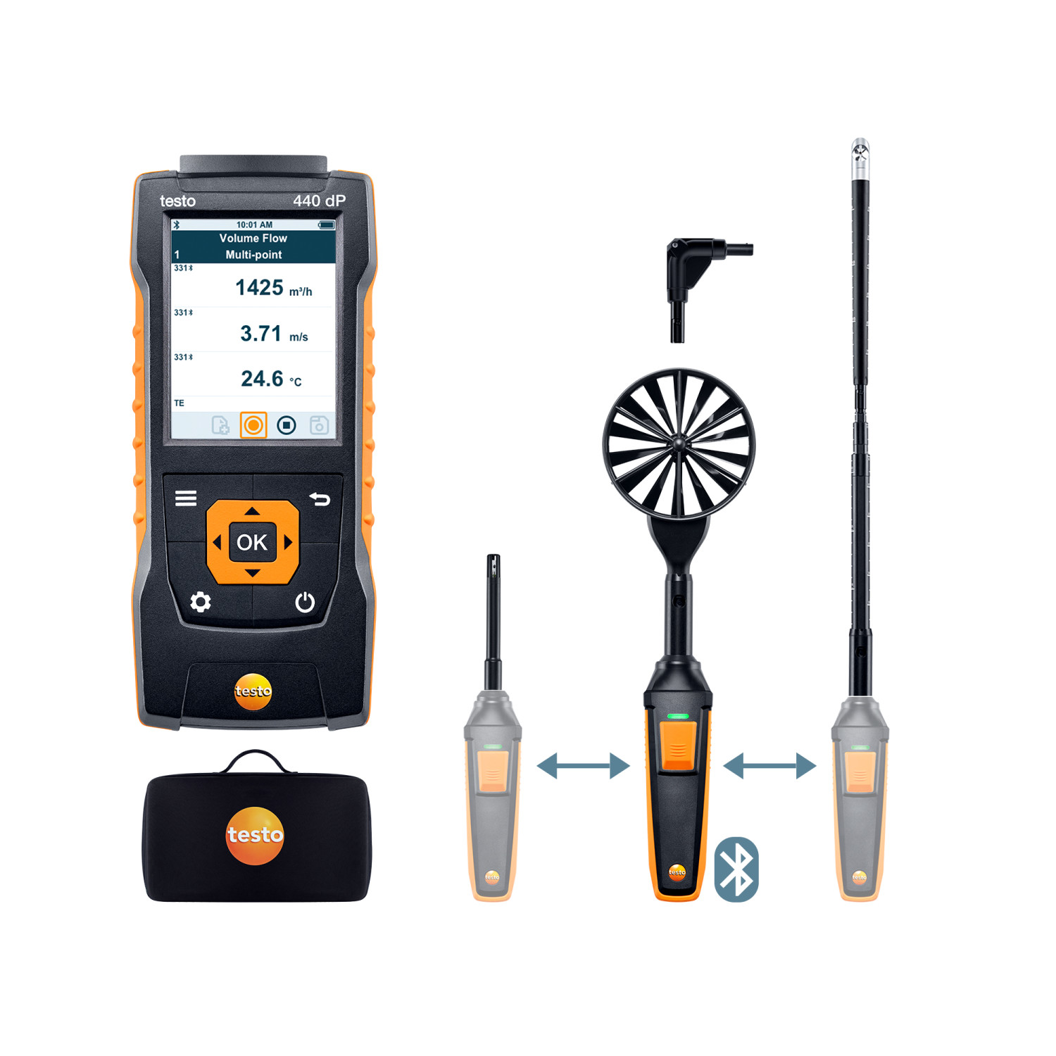Klimamessgerät testo 440 delta P Strömungs-KombiSet 2 mit Bluetooth®