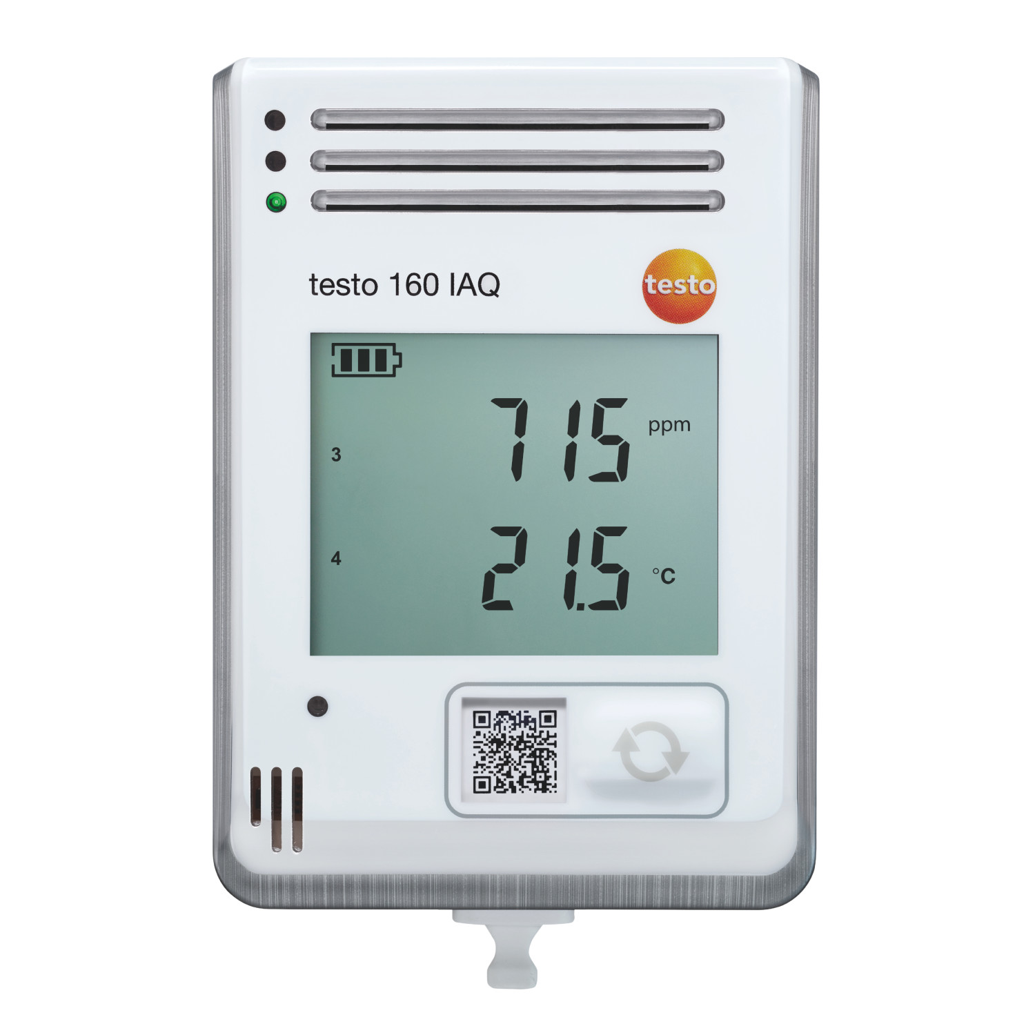Funk-Datenlogger testo 160 IAQ mit Display – Temperatur, Feuchte, CO₂ und Luftdruck