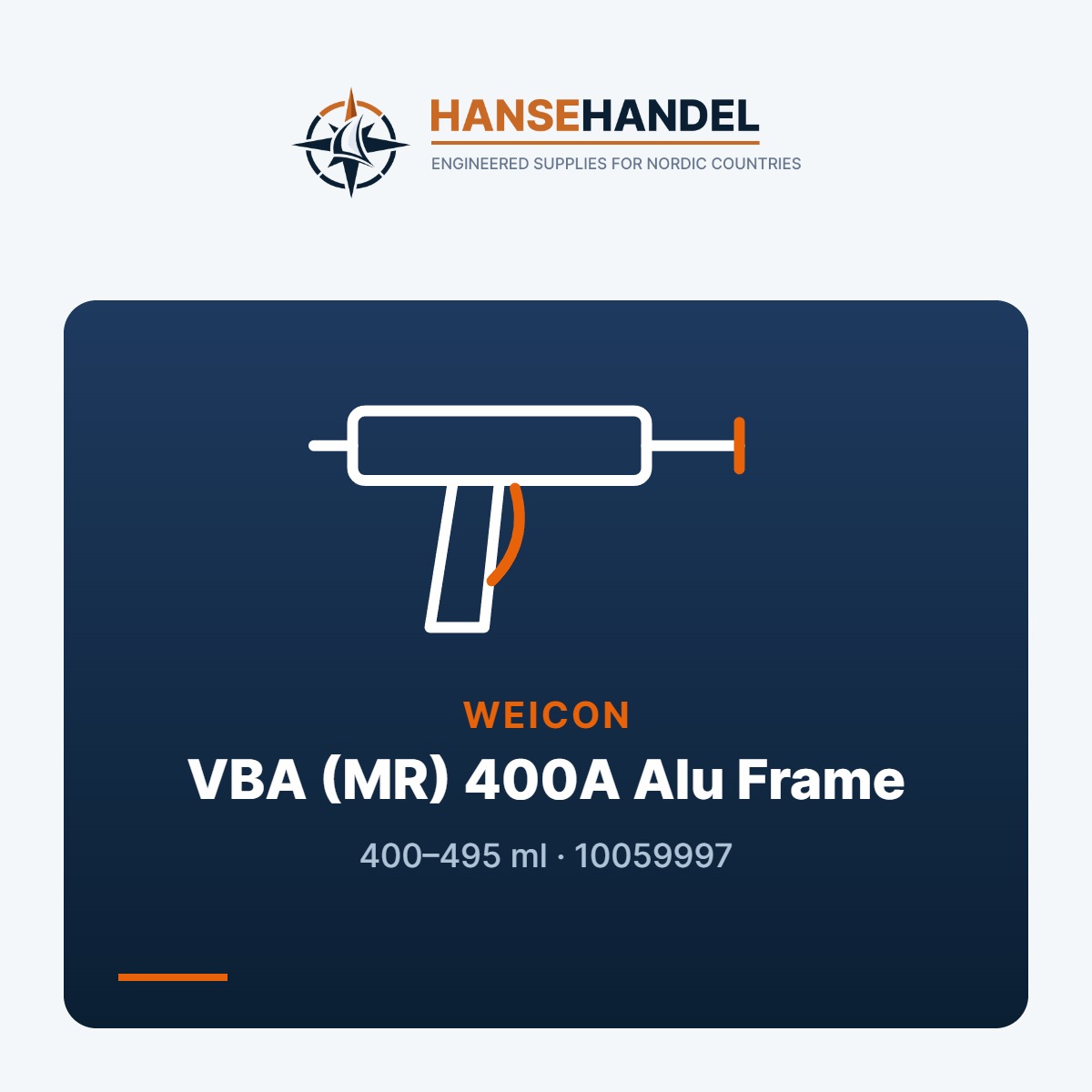 VBA (MR) 400A Alu Frame für 400-495ml Mixpac Kartusche alle MV, Druckkraft 5,25 kN, 6,8 bar lose