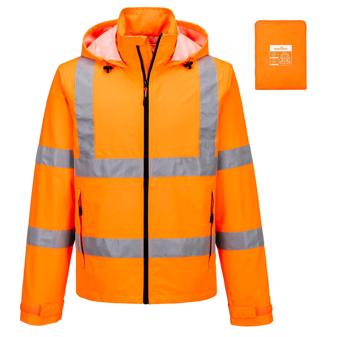 Hi-Vis leichte, packbare Jacke – Warnschutz Klasse 3, Regenschutz EN 343 Klasse 4:4 | Portwest S164
