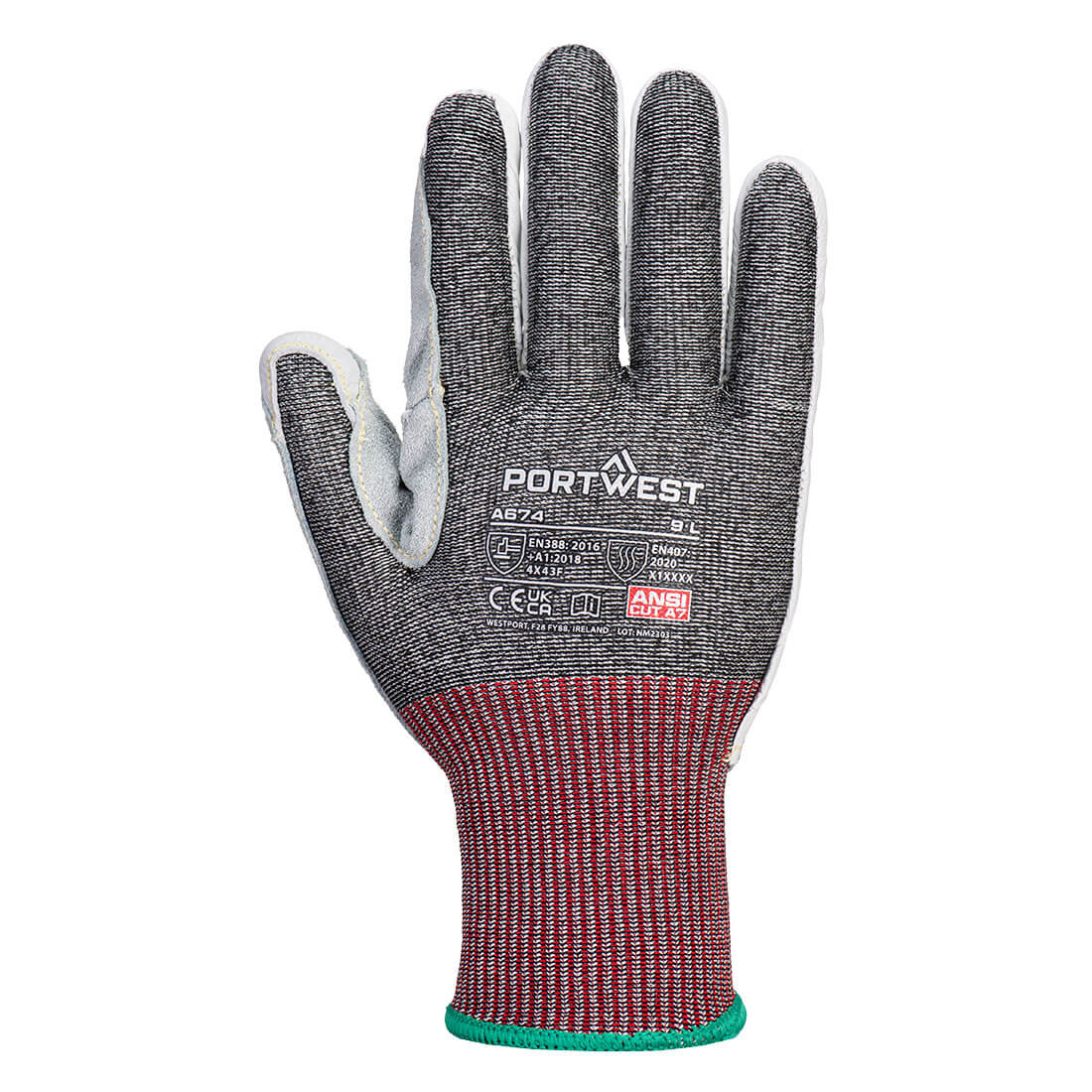 CS AHR13 Leder-Schnittschutzhandschuh – Schnittschutz F nach EN 388 | Portwest A674