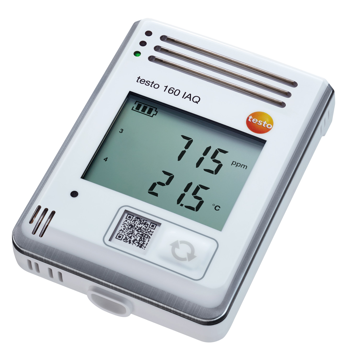 Funk-Datenlogger testo 160 IAQ mit Display – Temperatur, Feuchte, CO₂ und Luftdruck