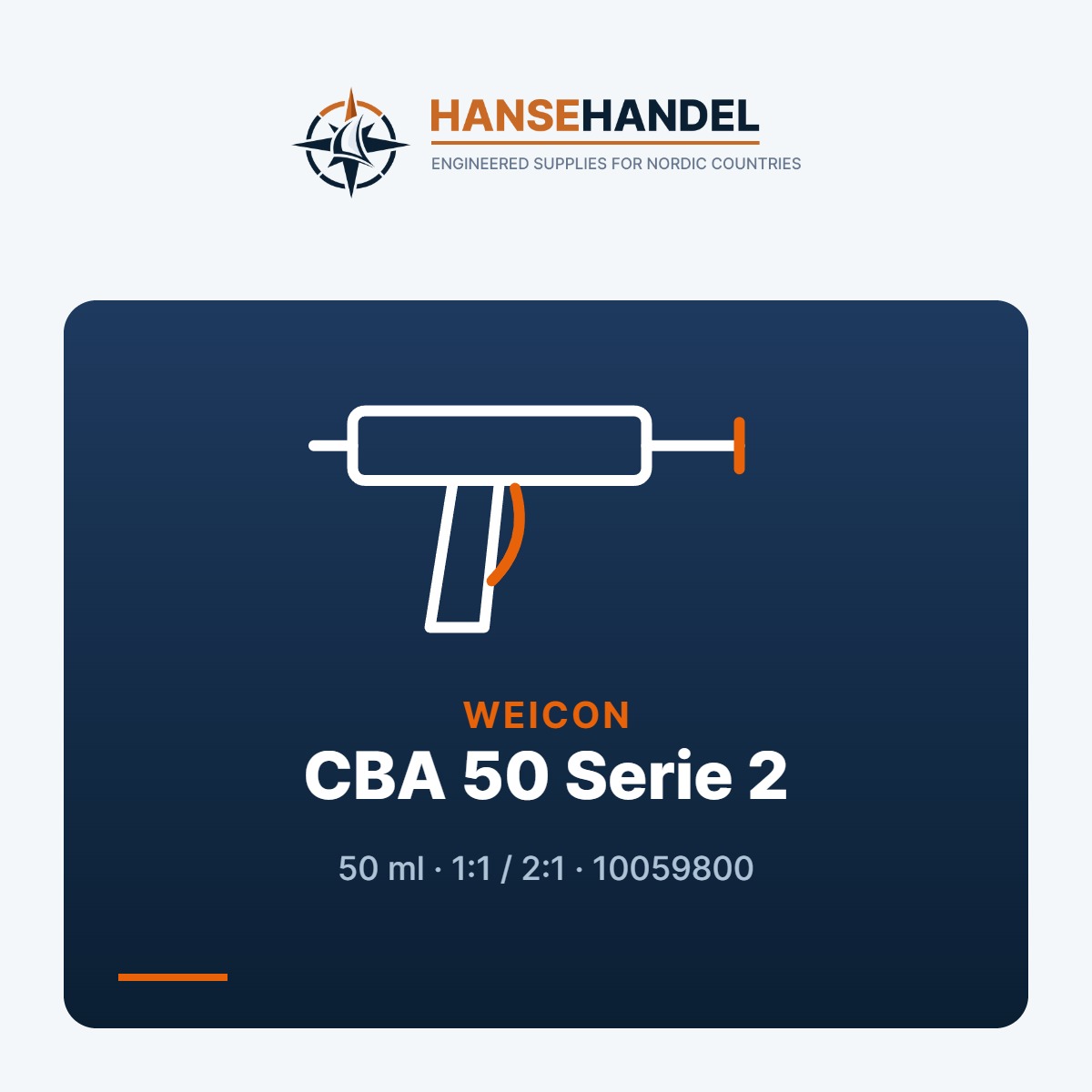 CBA 50 Serie 2 für 50ml Industriekartuschen MV 1:1/2:1 Druckkraft 0,7kN 3,4 bar lose