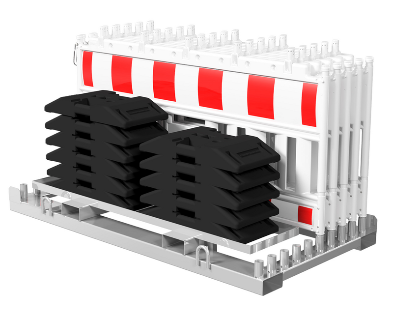 Absperrschrankengitter-Sets mit Fußplatten und Transportpalette