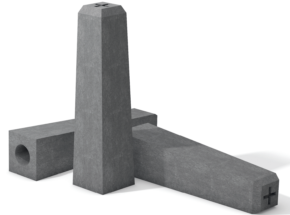 Grenzstein mit Strichkreuz aus Recycling-Kunststoff