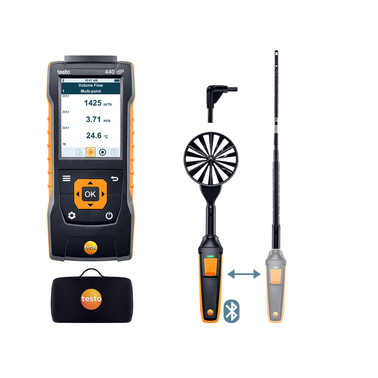 Klimamessgerät testo 440 delta P Strömungs-KombiSet 1 mit Bluetooth®