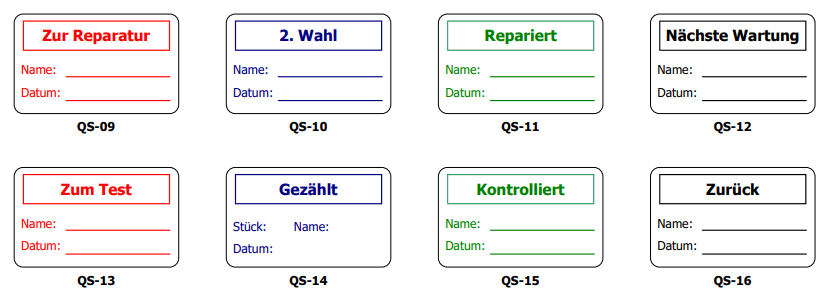 Qualitätssicherungsetiketten