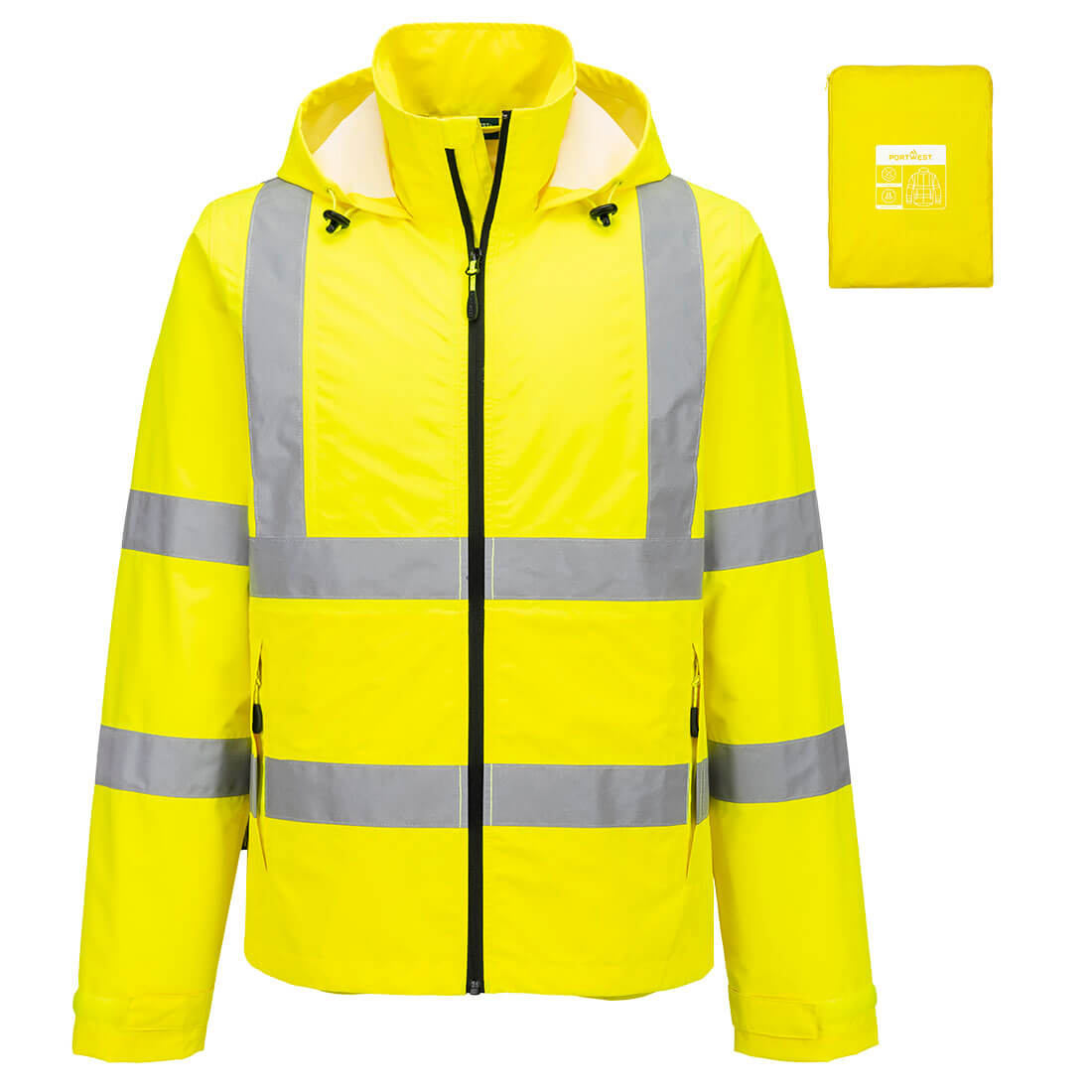Hi-Vis leichte, packbare Jacke – Warnschutz Klasse 3, Regenschutz EN 343 Klasse 4:4 | Portwest S164