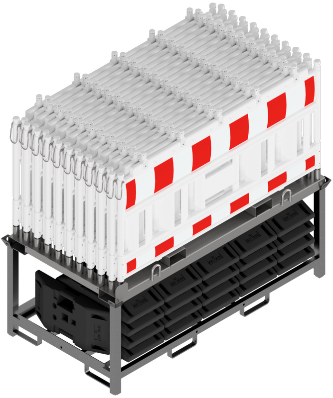 Absperrschrankengitter-Sets mit Fußplatten und Transportpalette