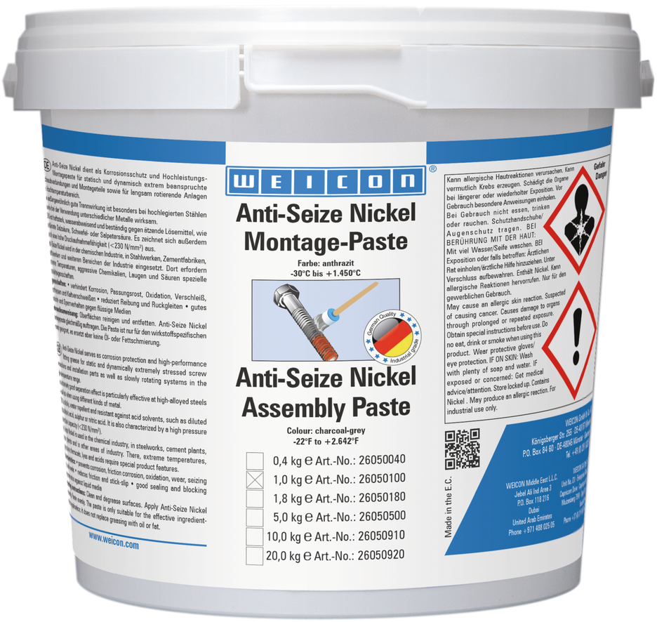 WEICON Anti-Seize ASN 1800 Nickel Montagepaste, 1,8 kg