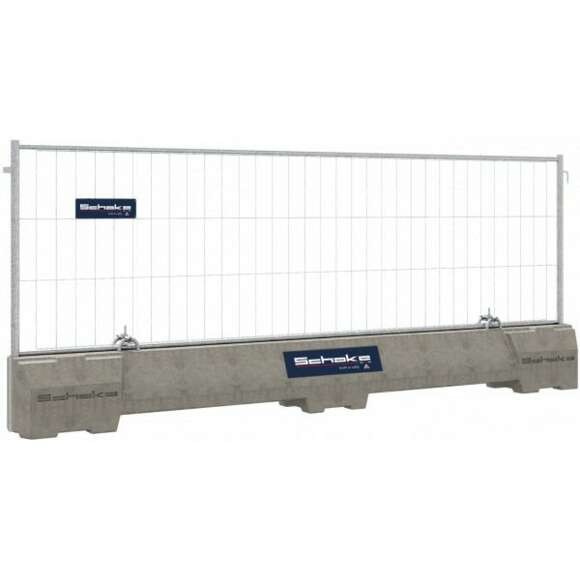 Betonbarriere mit Bauzaun
