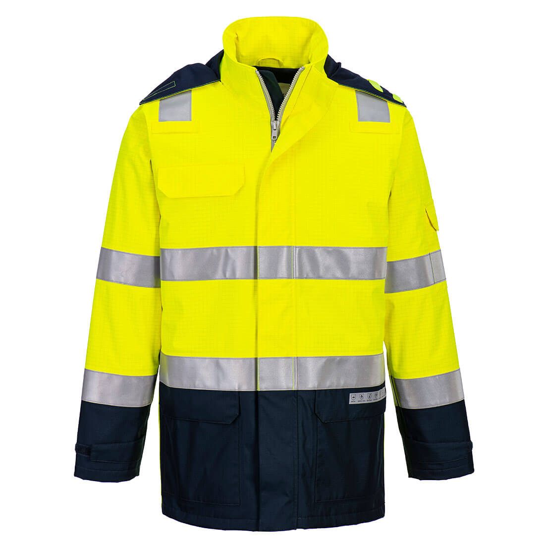Bizflame Rain+ Hi-Vis Multinorm Kontrast FR Jacke – Störlichtbogenschutz APC 2 | Portwest FR605