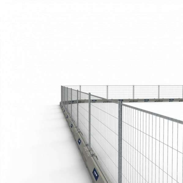 Betonbarriere mit Bauzaun