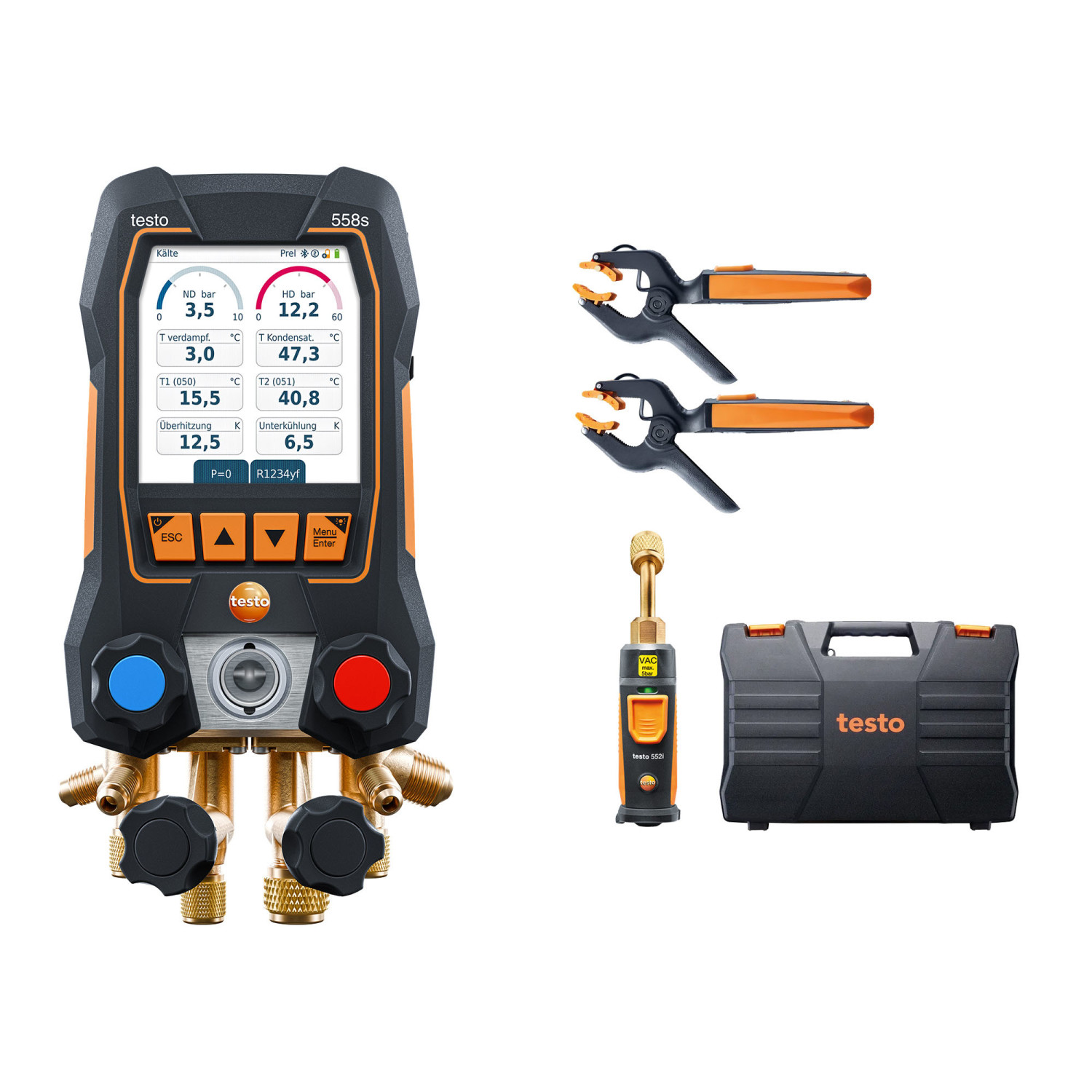 Digitale Monteurhilfe testo 558s Smart Vakuum Set mit kabellosen Temperatur- und Vakuumsonden