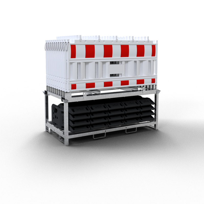 Absperrschrankengitter-Sets mit Fußplatten und Transportpalette