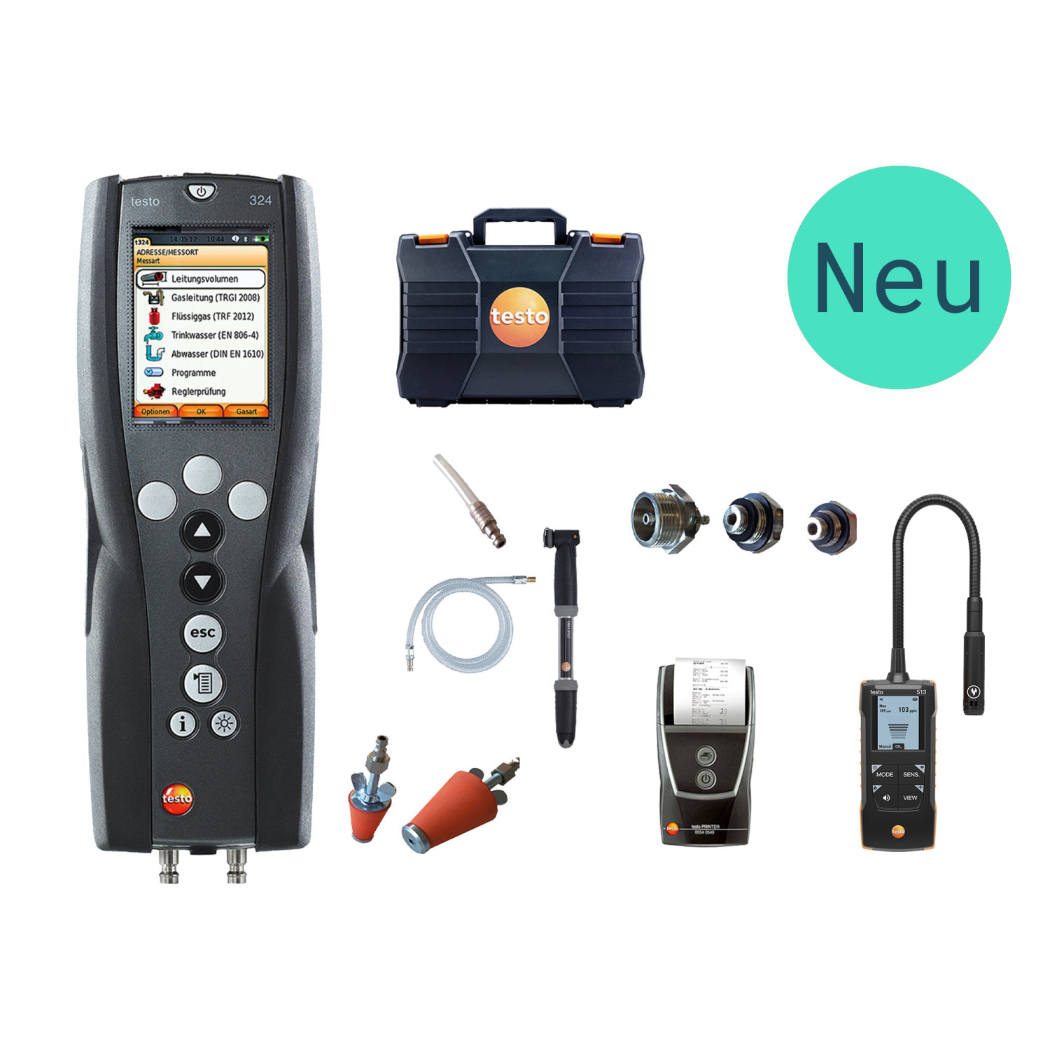 Druck- und Leckmengenmessgerät testo 324 Gas-Set
