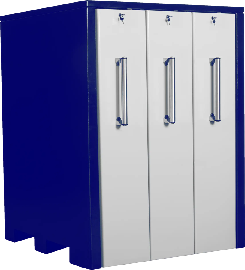 Werkstattschrank mit Schüttgutwannen in Vertikalauszügen – Kleinteileschrank, 900 kg je Auszug