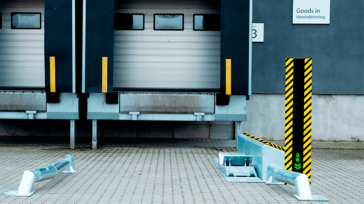 LKW-Wegrollsperre mit Ampelfunktion