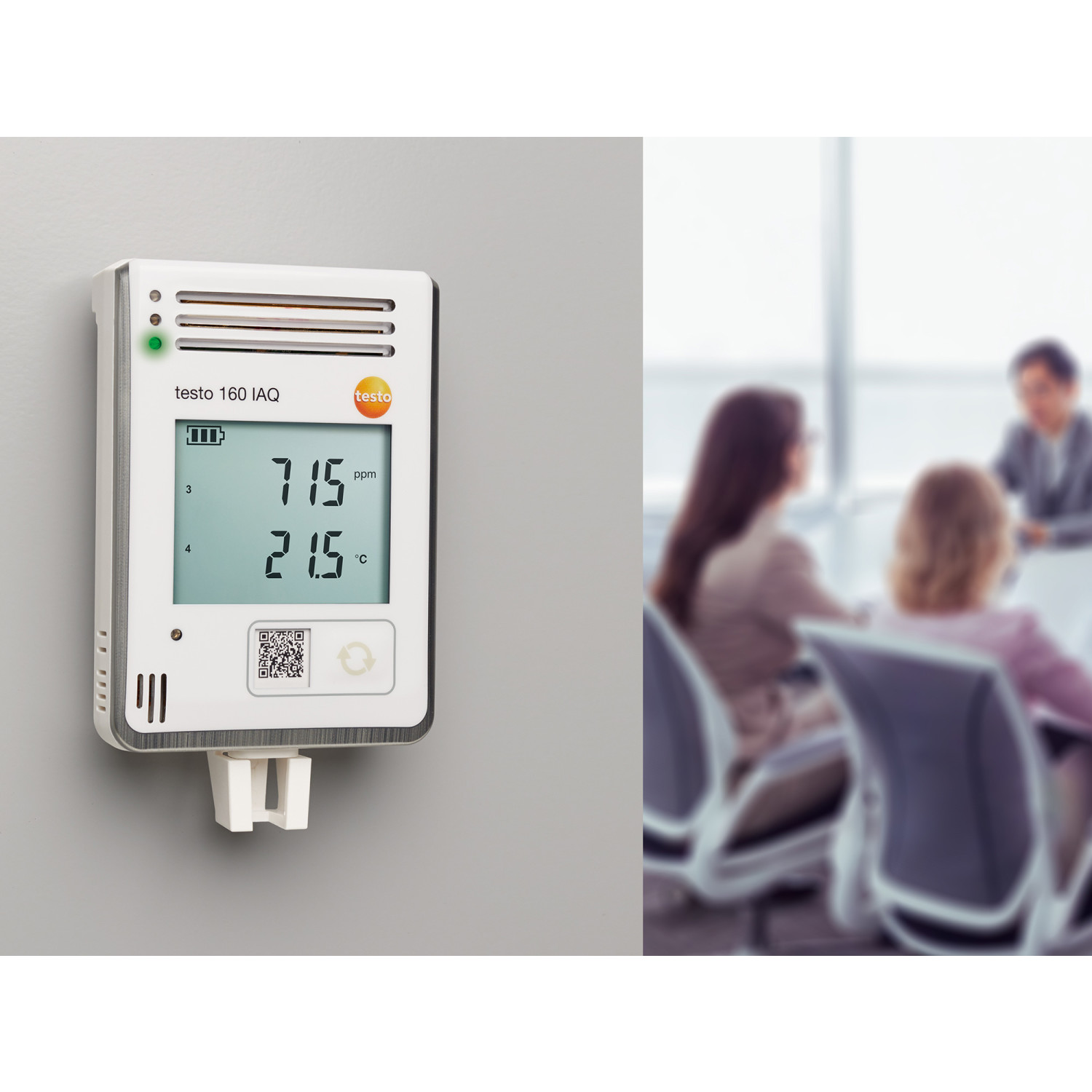 Funk-Datenlogger testo 160 IAQ mit Display – Temperatur, Feuchte, CO₂ und Luftdruck