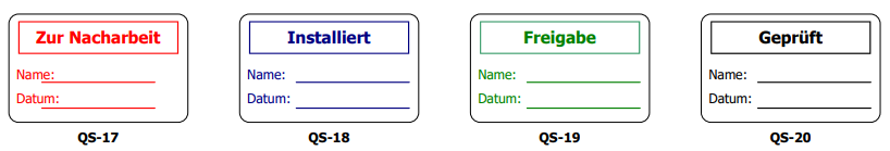 Qualitätssicherungsetiketten