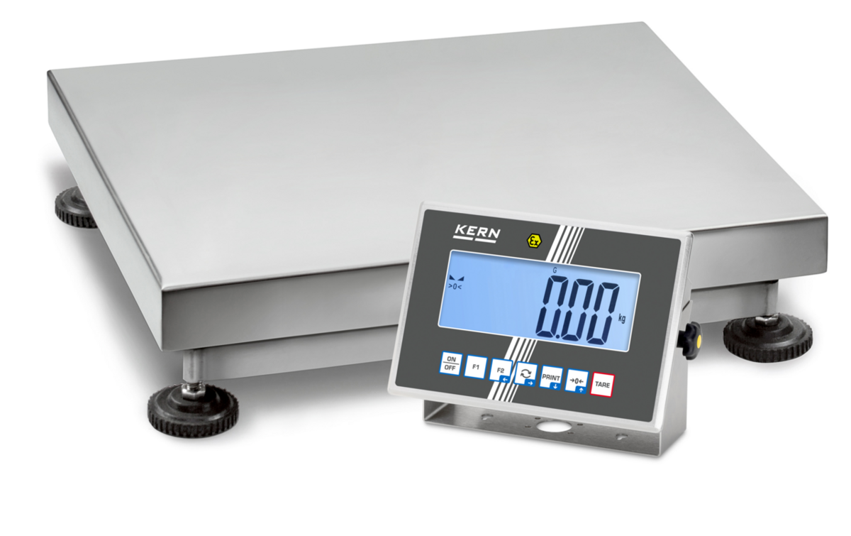 ATEX-Edelstahl-Plattformwaage KERN SXC-EX2 – Ex-geschützt Zone 2/22, IP68-Wägezelle, bis 300 kg
