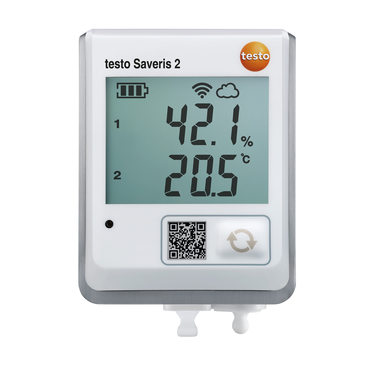 Funk-Datenlogger testo Saveris 2-H2 mit Display und anschließbarem Temperatur- und Feuchtefühler