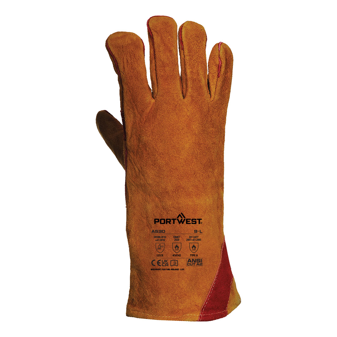 Verstärkter Schweisserschutz-Handschuh mit Stulpe – Schweißerhandschuh EN 12477 | Portwest A530