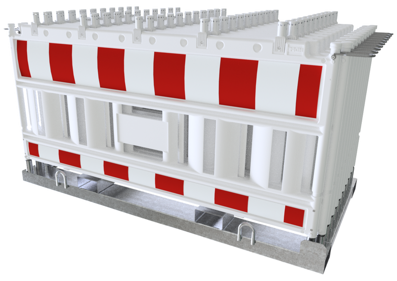 Absperrschrankengitter-Sets mit Fußplatten und Transportpalette