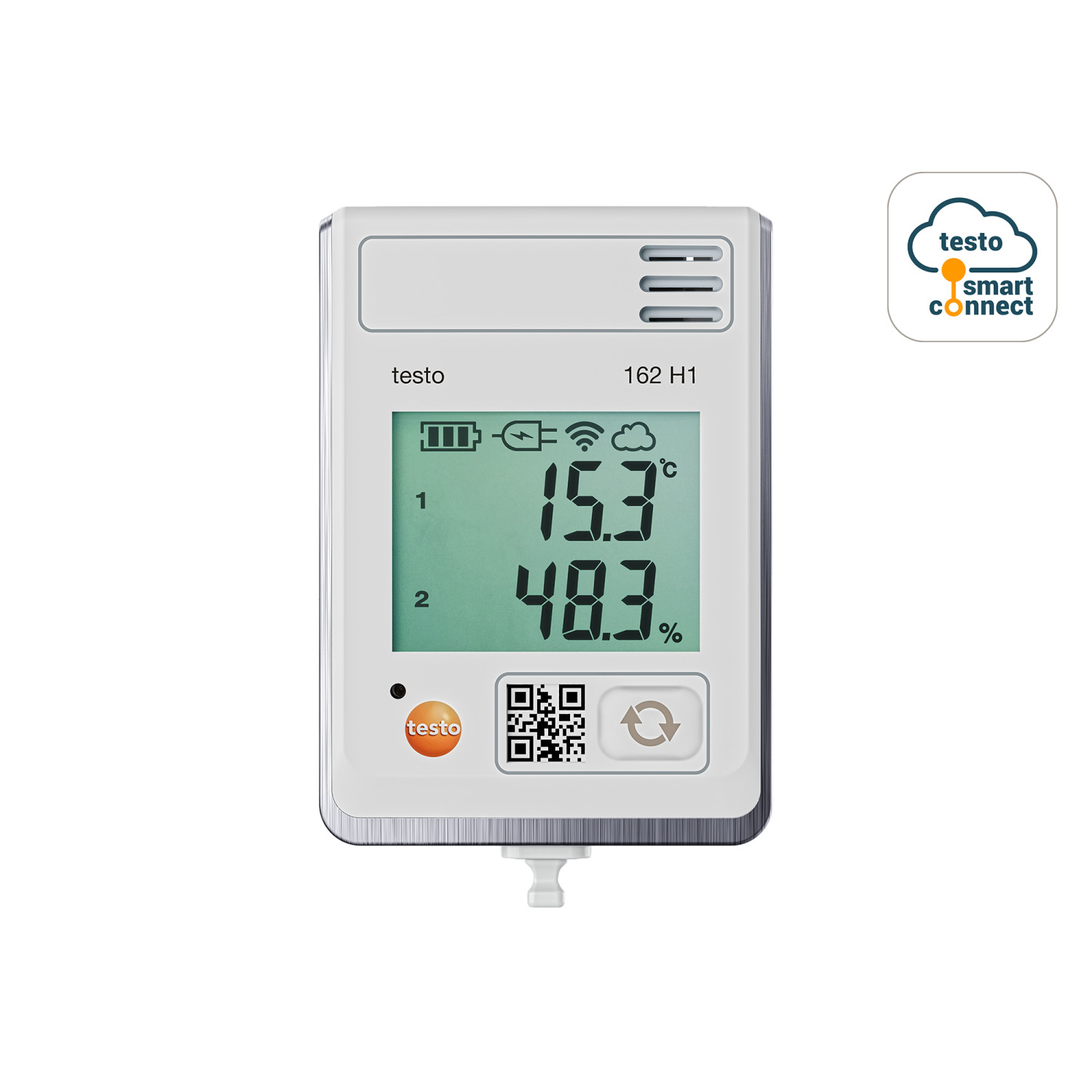 Online-Datenlogger testo 162 H1 mit Display und integriertem Temperatur- und Feuchtesensor