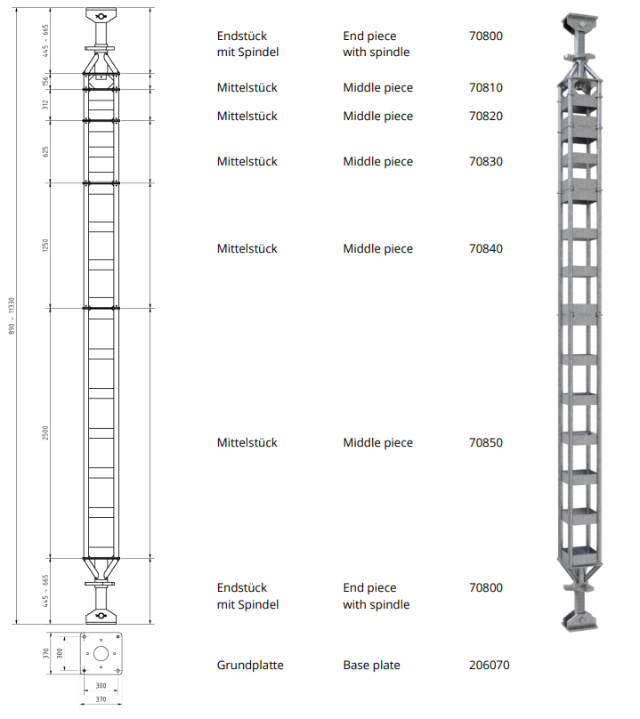 Schwerlaststütze höhenverstellbar