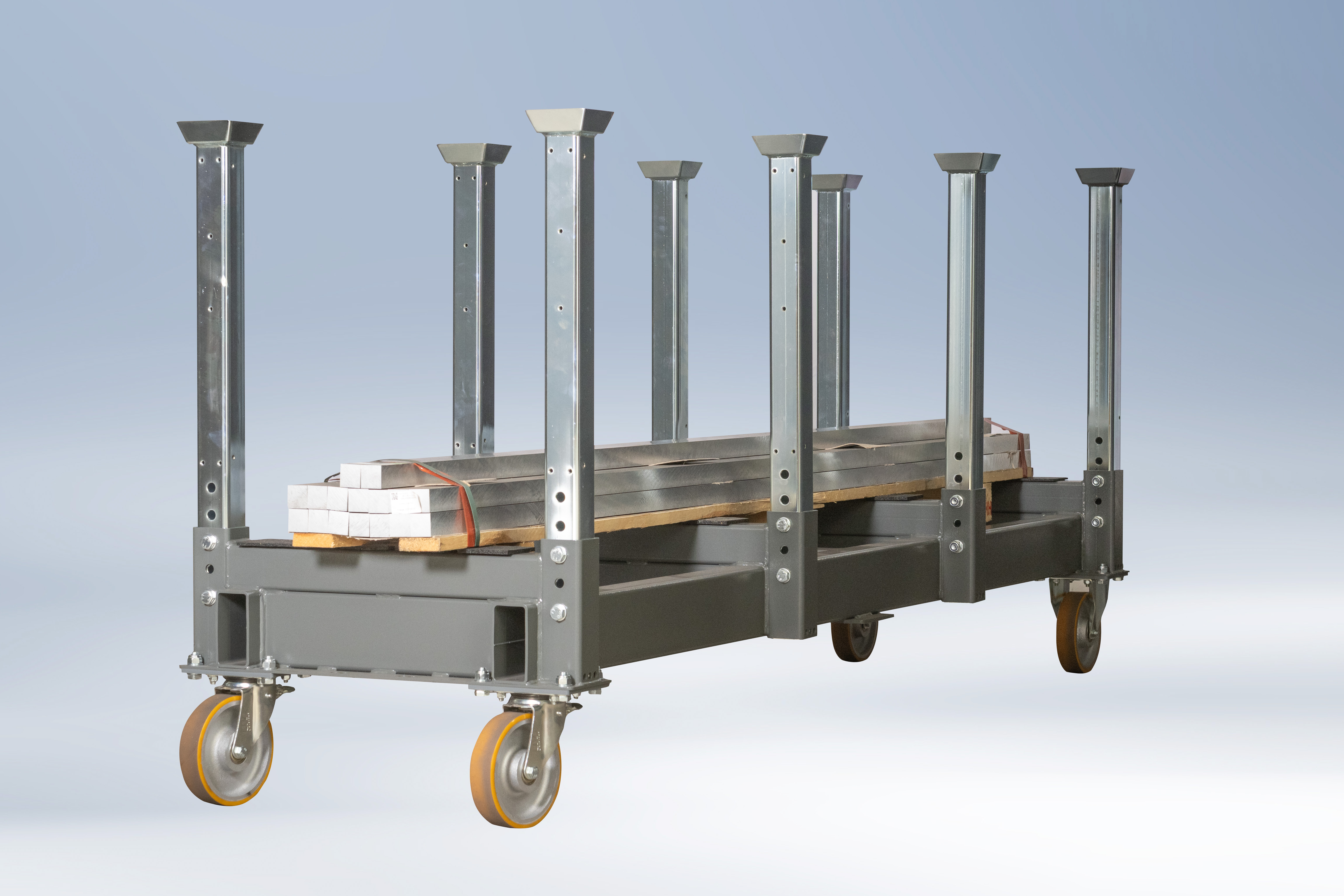 Langgutwagen für Stangen, Rohre und Profile bis 4 m, bis 3.000 kg, 3020 × 820 × 1200 mm