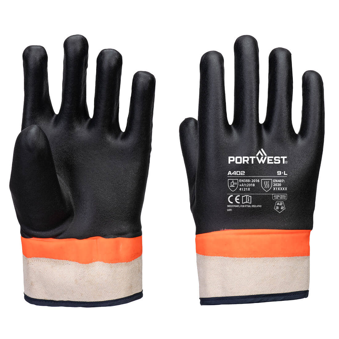 Grip PVC Sandy Double Dipped Handschuh – Kälteschutz nach EN 511 | Portwest A402