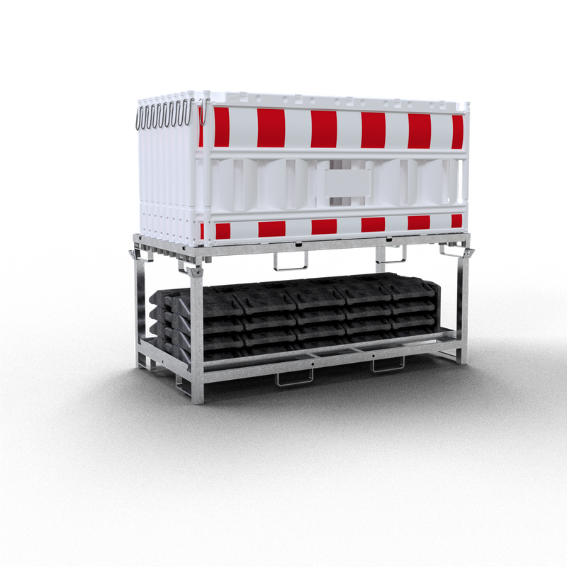 Absperrschrankengitter-Sets mit Fußplatten und Transportpalette