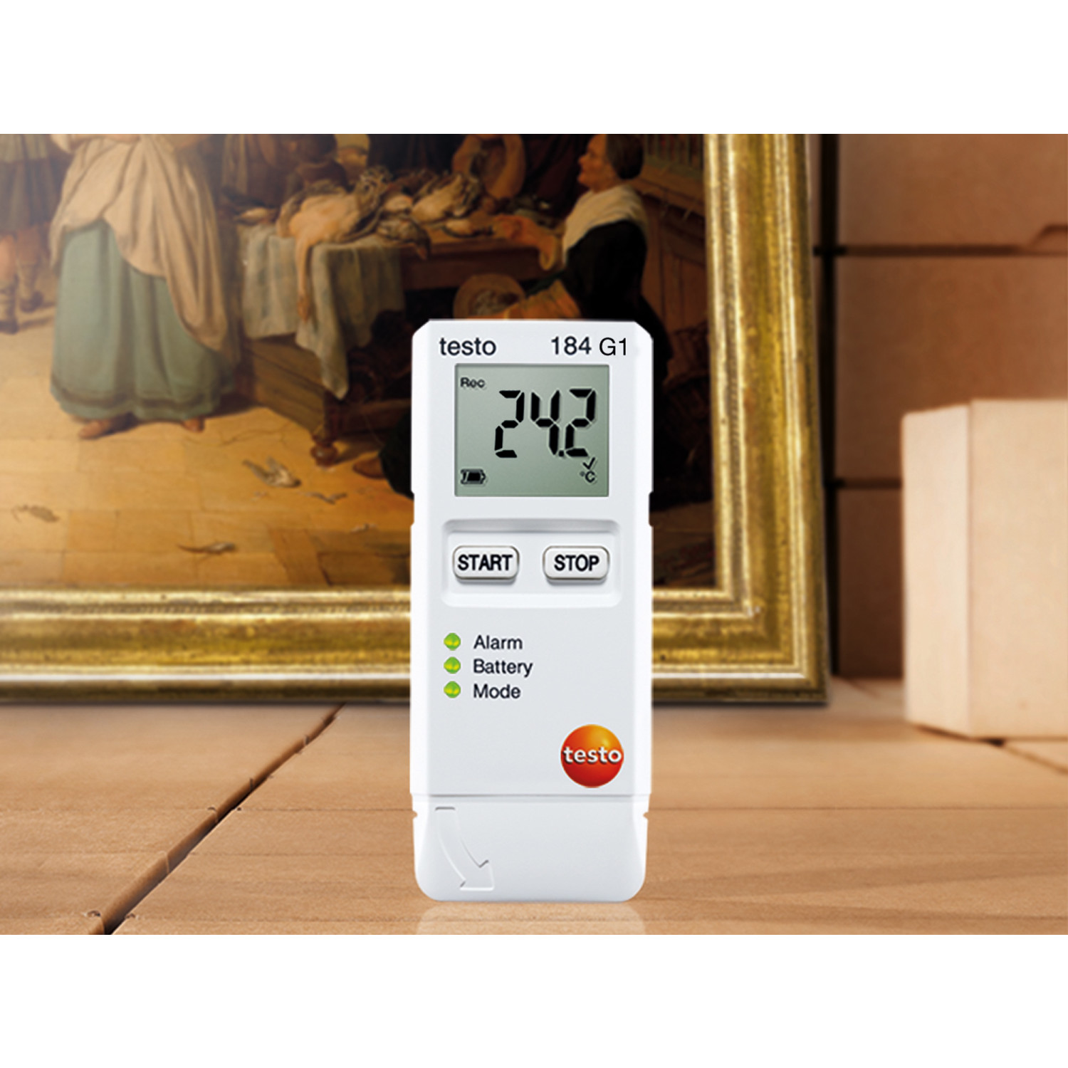Datenlogger Erschütterung, Feuchte und Temperatur für Transportüberwachung testo 184 G1