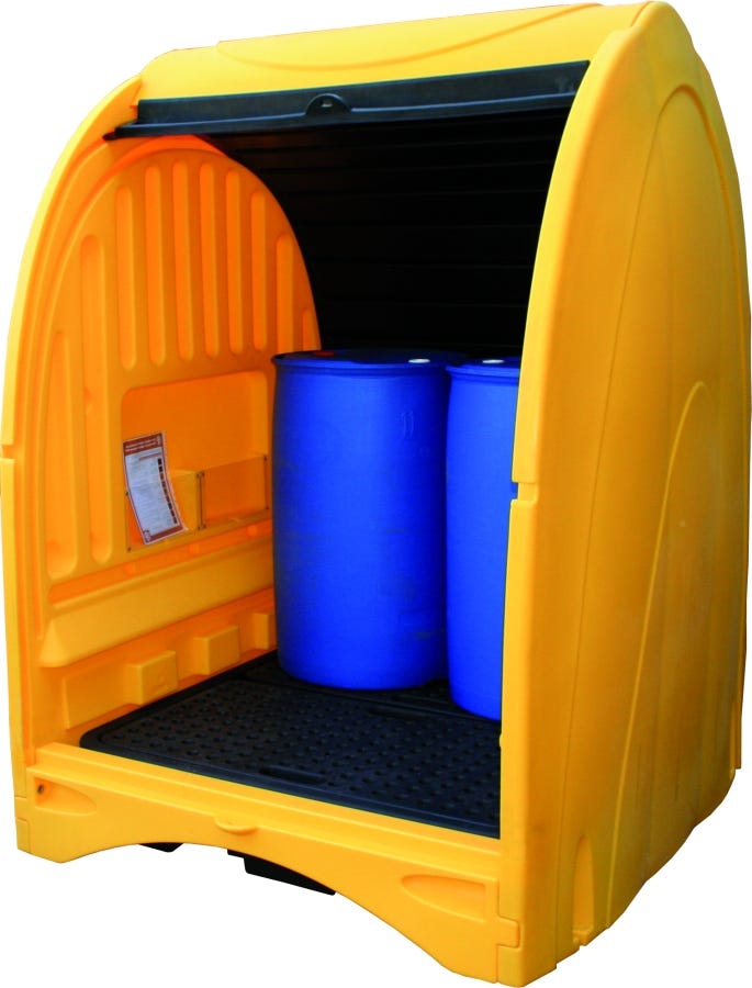 Überdachte Auffangpalette für 4 Fässer – 250 l