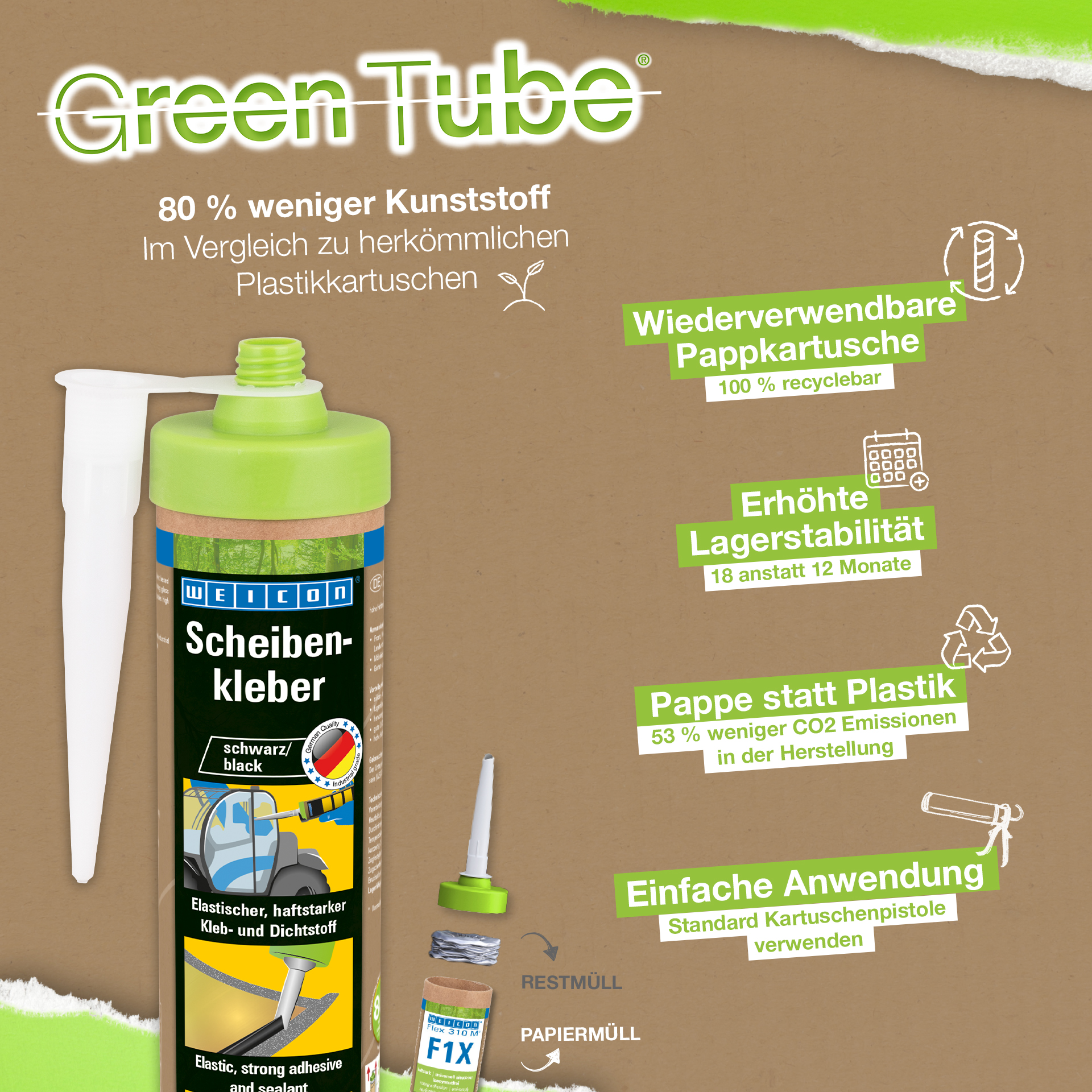 WEICON Scheibenklebstoff 200ml schwarz, Presspackdose