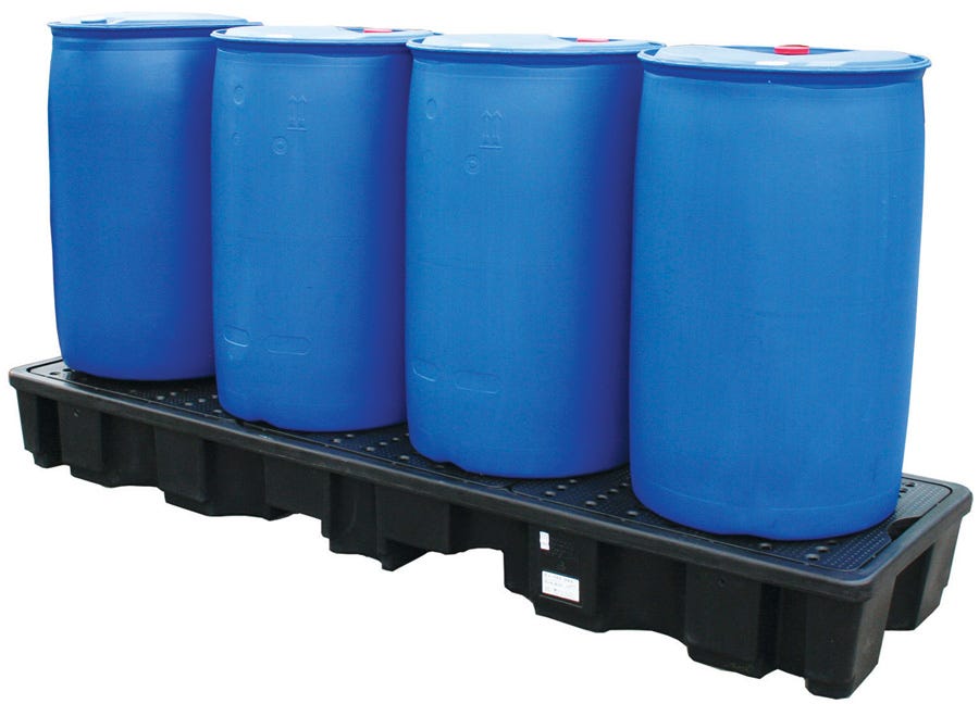 Auffangpalette für 4 Fässer in Reihe – 235 l