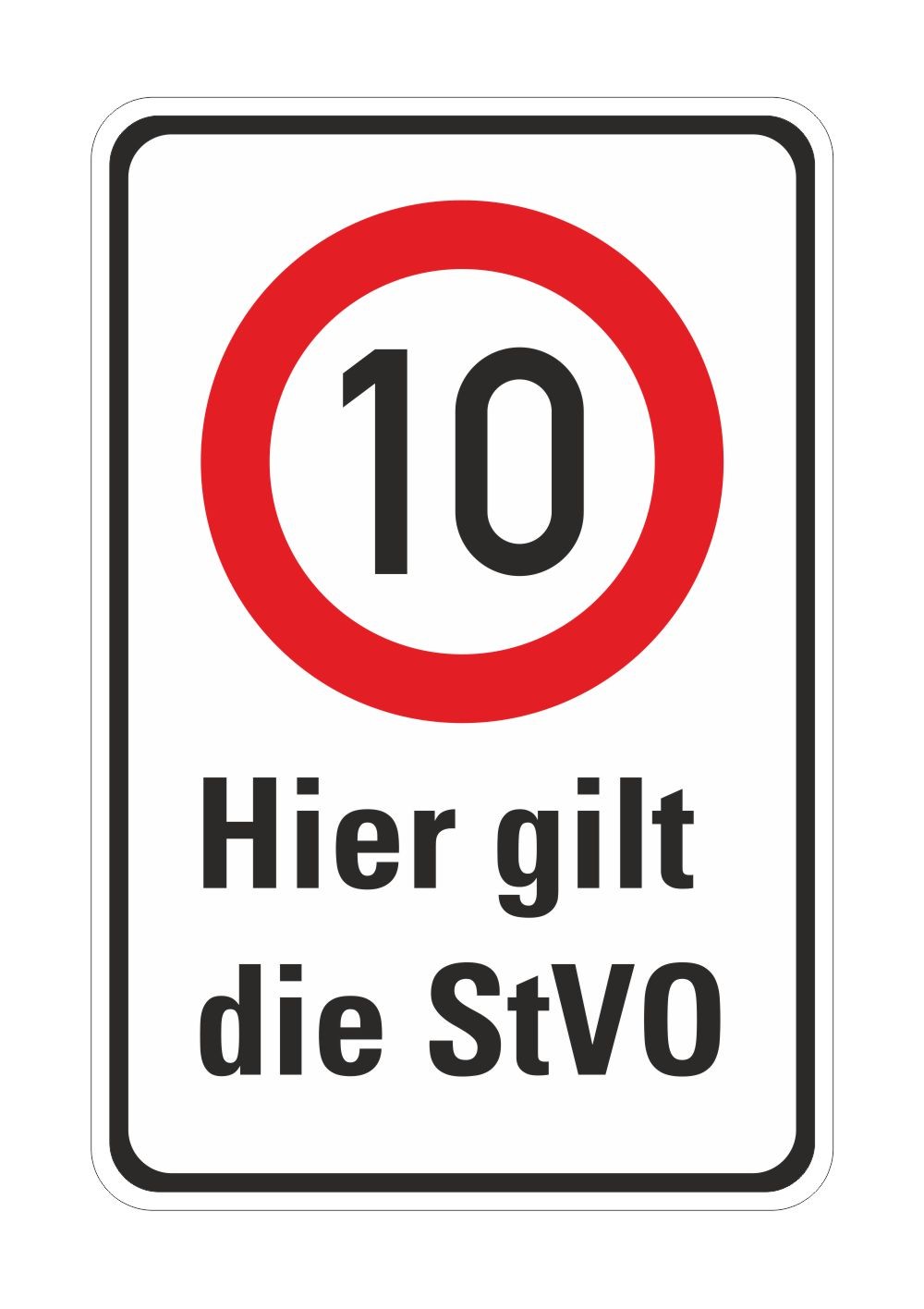 Kombiverkehrszeichen "10 km/h / StVO gilt"