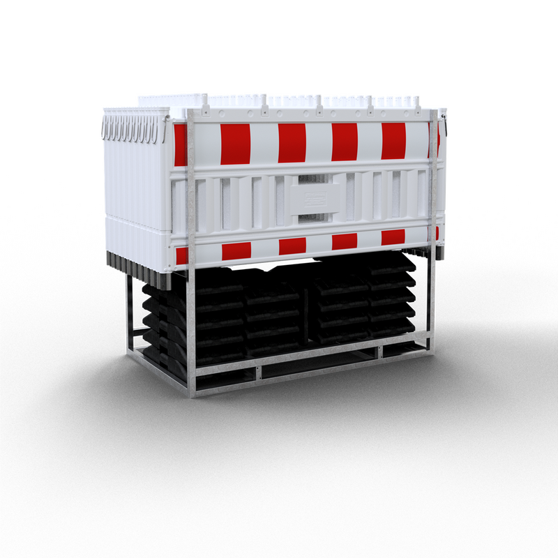 Absperrschrankengitter-Sets mit Fußplatten und Transportpalette