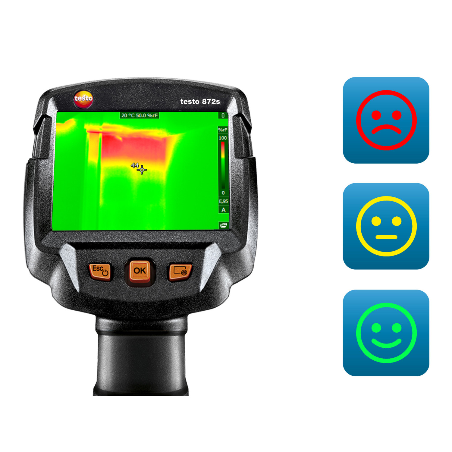 Wärmebildkamera testo 872s testo 872s Baudiagnose-Set mit Bluetooth-Feuchtefühler testo 605i