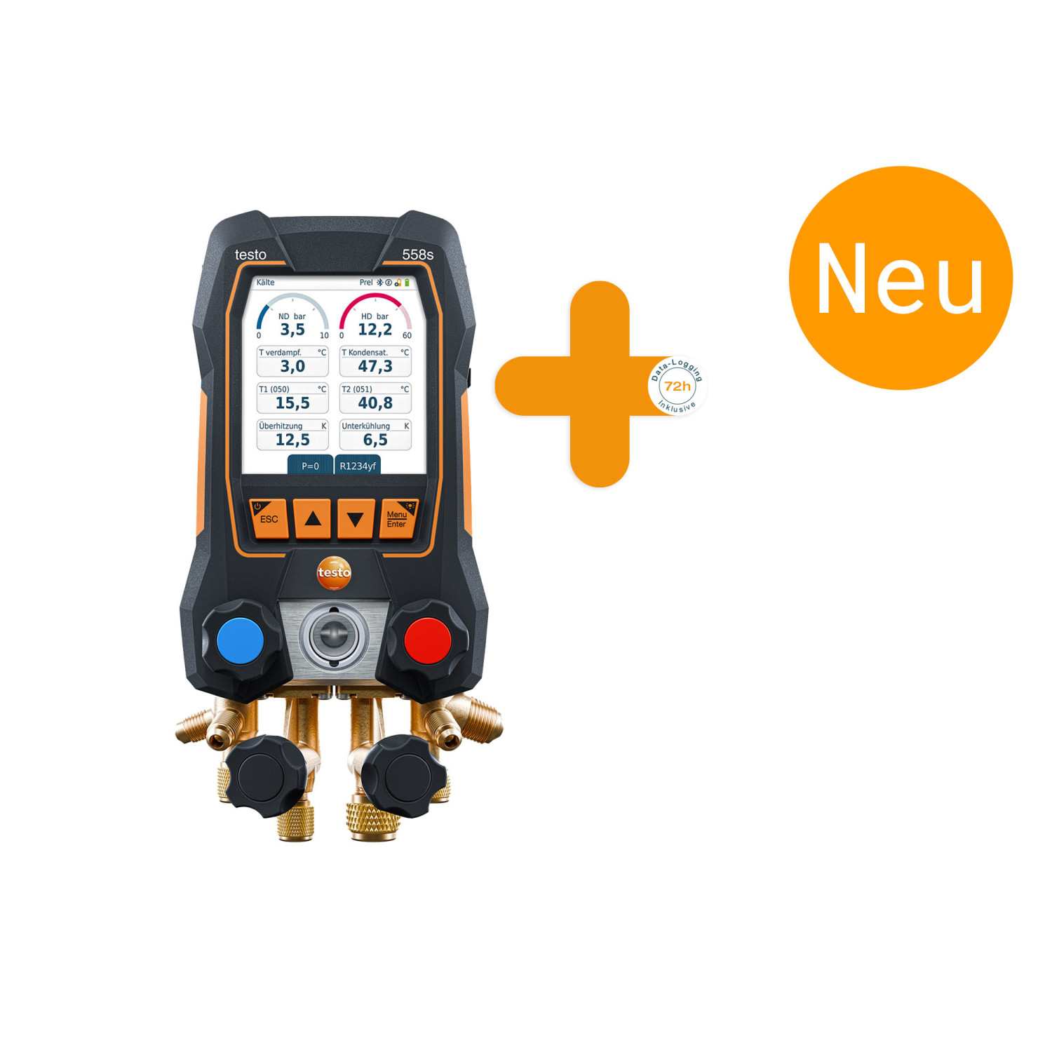 Digitale Monteurhilfe testo 558s mit 4-Wege-Ventilblock und Touchscreen (Art.-Nr. 0564 1558)