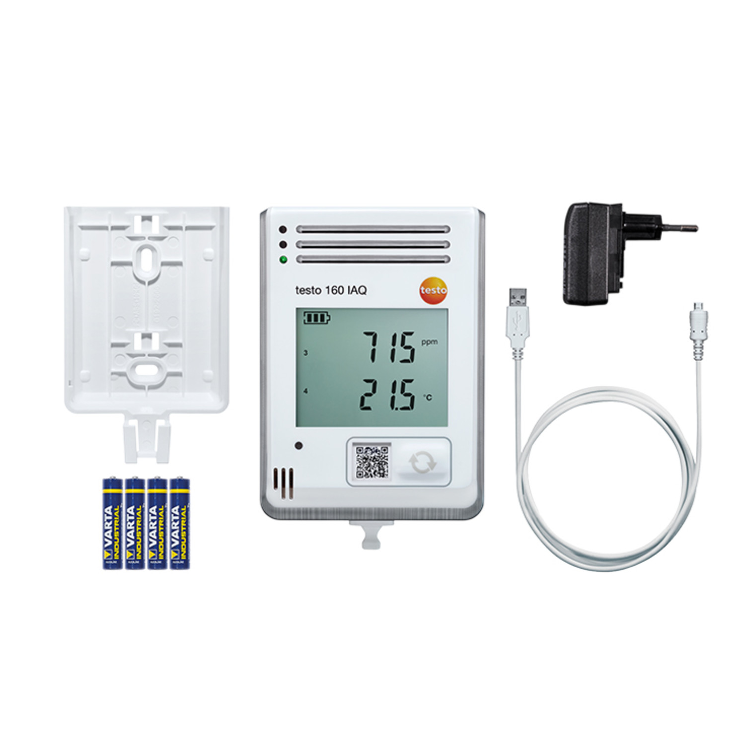 Funk-Datenlogger testo 160 IAQ mit Display – Temperatur, Feuchte, CO₂ und Luftdruck