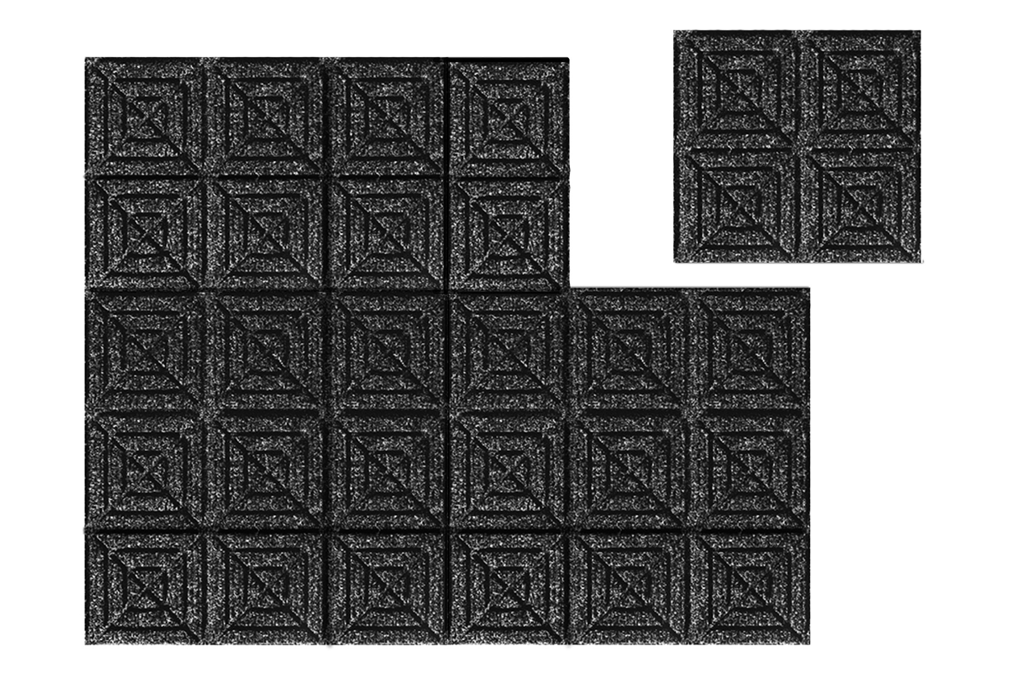 Schmutzfangfliesen aus recyceltem PET, Gummirücken, 45,72 x 45,72 cm, innen/außen