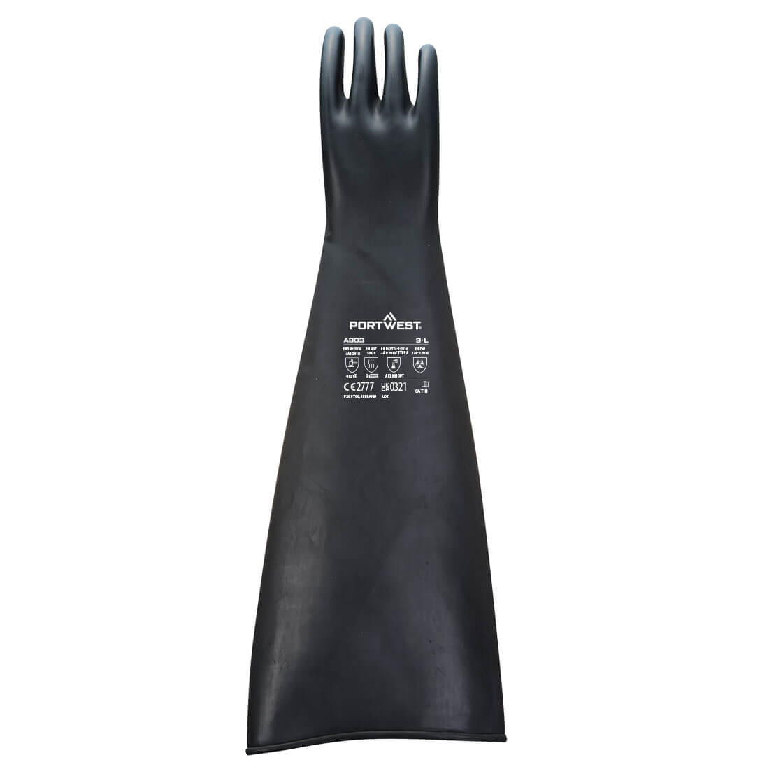 Schwerer Latex-Gummihandschuh 600mm – Chemikalienschutz EN ISO 374-1 Typ A | Portwest A803