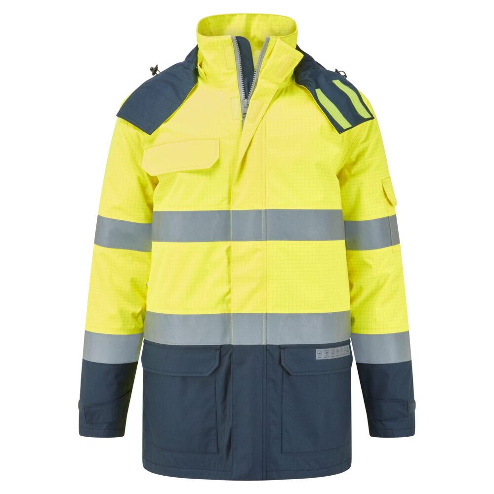 Bizflame Rain+ Hi-Vis Multi-Norm Contrast FR vinterjakke – lysbuebeskyttelse APC 2 | Portwest FR617