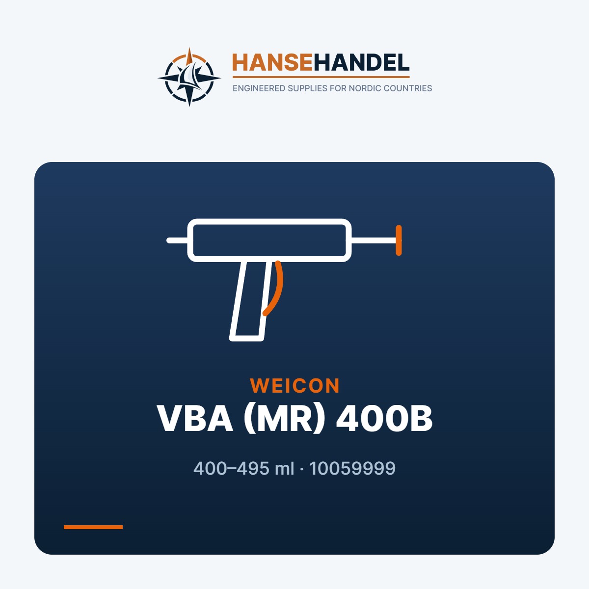 VBA (MR) 400B für 400-495ml Mixpac Kartusche alle MV, Druckkraft 2,2 kN, 6,8 bar lose