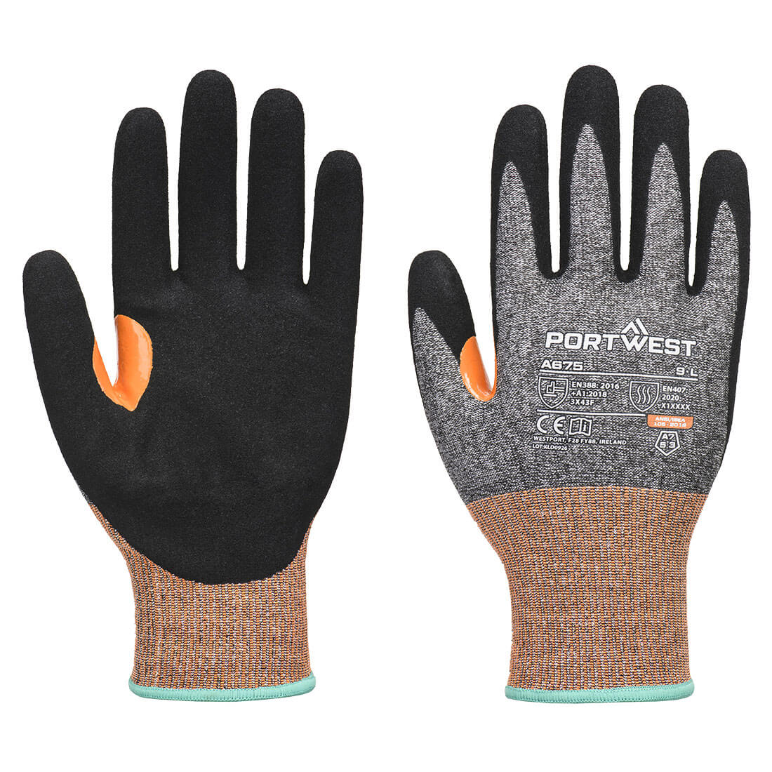 CS Cut G18 Nitrile Sandy Handschuh A7 – Schnittschutz F nach EN 388 | Portwest A675